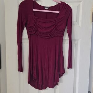 VENUS Deep Purple Long Sleeve Ruched Top